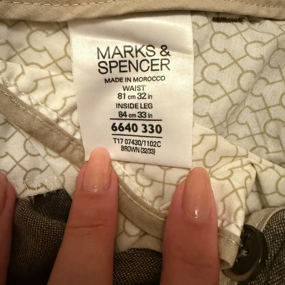Marks and Spencer Collezione Brown Grey Linen Pants